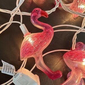 VTG Blow Mold 20 Flamingo String Lights Tropical Party Luau READ Hot Pink